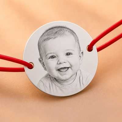 Brățară personalizată cu poză – bănuț din argint 925 cu fotogravură S0310