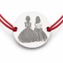 Brățară argint 925 cu bănuț Best Friends în rochii elegante, șnur reglabil — cadou pentru prietenă B-E1828