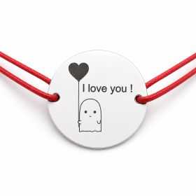 Brățară argint 925 cu bănuț Fantomuță I Love You, șnur reglabil — cadou jucăuș B-E2060