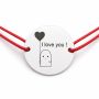 Brățară argint 925 cu bănuț Fantomuță I Love You, șnur reglabil — cadou jucăuș B-E2060