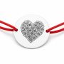 Brățară argint 925 cu bănuț Inimă din Trandafiri, șnur reglabil — cadou romantic B-E2080