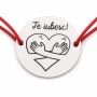 Brățară argint 925 cu bănuț Inimă Îmbrățișată Te Iubesc, șnur reglabil — cadou romantic B-E2081