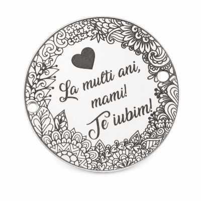 Bănuț de argint 925 gravat La Mulți Ani Mami Te Iubim E2087