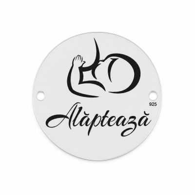 Bănuț de argint 925 gravat Alăptează E0085