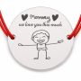 Brățară argint 925 cu bănuț Mommy We Love You This Much, șnur reglabil — cadou pentru mama B-E0387