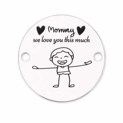 Bănuț de argint 925 gravat Mommy We Love You This Much E0387