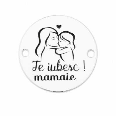 Bănuț de argint 925 gravat Te iubesc, mamaie! E0389