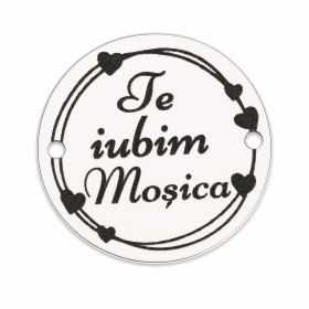 Bănuț de argint 925 gravat Te iubim, moșica! E0398