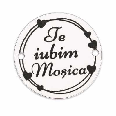 Bănuț de argint 925 gravat Te iubim, moșica! E0398
