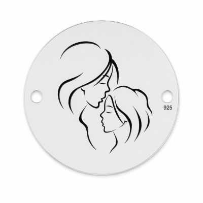 Bănuț de argint 925 gravat Mama și fiica E0395