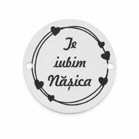 Bănuț de argint 925 gravat Te iubim, nășica! E0409