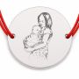 Brățară argint 925 cu bănuț mama cu bebelușul în brațe, șnur reglabil — cadou de naștere B-E0509