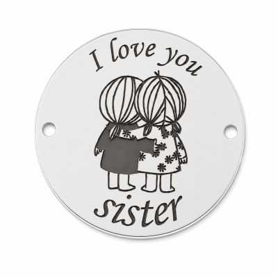 Bănuț de argint 925 gravat I Love You Sister E1103