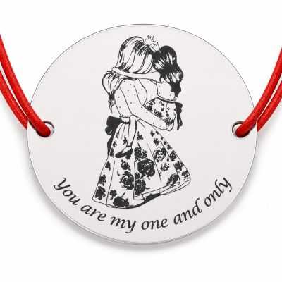 Brățară argint 925 cu bănuț You are my one and only, șnur reglabil — cadou mamă-fiică B-E0520