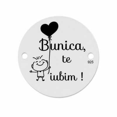 Bănuț de argint 925 gravat Bunica, te iubim! E0522