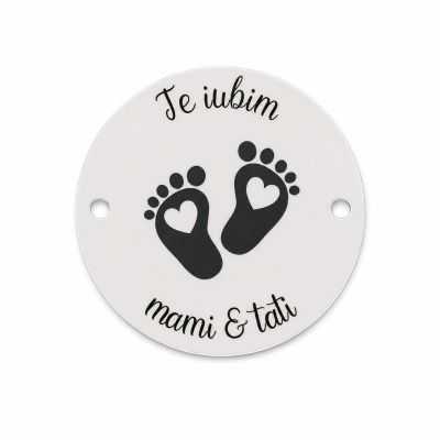 Bănuț de argint 925 gravat Te iubim, mami și tati! E0532