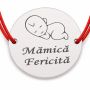 Brățară argint 925 cu bănuț Mămică Fericită, șnur reglabil — cadou mamă B-E0579