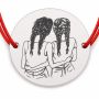 Brățară argint 925 cu bănuț Fete cu Codițe, șnur reglabil — cadou soră sau prietenă B-E1165