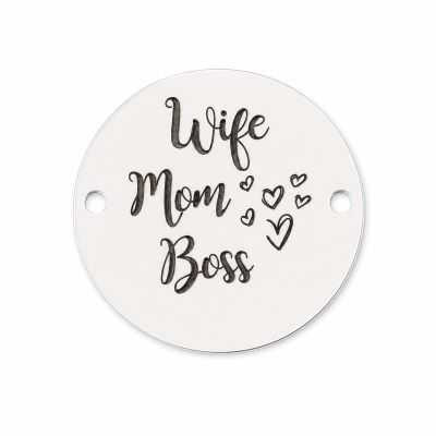 Bănuț de argint 925 gravat Wife Mom Boss E1216