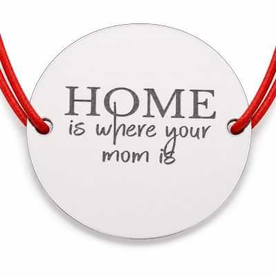 Brățară argint 925 cu bănuț Home Is Where Your Mom Is, șnur reglabil — cadou mamă B-E1242