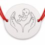 Brățară argint 925 cu bănuț mâini care țin bebelușul, șnur reglabil — cadou naștere B-E1273