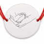 Brățară argint 925 cu bănuț tălpițe ținute în palmă, șnur reglabil — cadou moț B-E1274