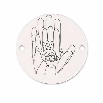 Bănuț de argint 925 gravat mâinile familiei E1275