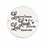 Pandantiv rotund argint 925 cu mesaj „Live, Laugh, Love”, gravură laser 16.5mm E0401