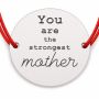 Brățară argint 925 cu bănuț You Are The Strongest Mother, șnur reglabil — cadou mamă B-E1215