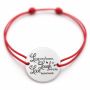 Brățară argint 925 cu bănuț Live Laugh Love, șnur reglabil — cadou motivațional B-E0401