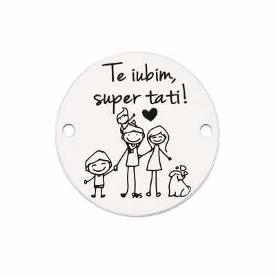 Bănuț de argint 925 gravat Te iubim, super tati! E1293