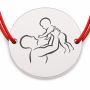 Brățară argint 925 cu bănuț tată și bebeluș, șnur reglabil — cadou pentru tata B-E1360