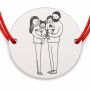 Brățară argint 925 cu bănuț familie cu doi copii, șnur reglabil — cadou B-E1362