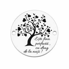 Bănuț argint 925 gravat fina perfectă, Ø 16,5 mm — cadou E1446