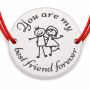 Brățară argint 925 cu bănuț Best Friends, șnur reglabil — cadou B-E1450
