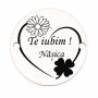 Bănuț de argint 925 gravat Te iubim, nășica! cu flori E1454