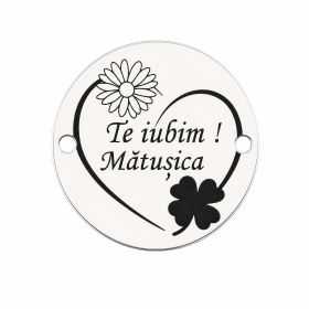 Bănuț argint 925 gravat Te iubim Mătușica, Ø 16,5 mm — pentru mătușică E1466