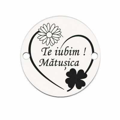 Bănuț argint 925 gravat Te iubim Mătușica, Ø 16,5 mm — pentru mătușică E1466