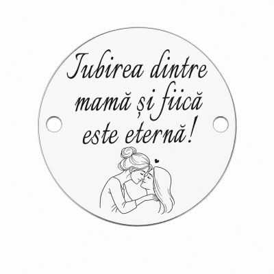 Bănuț argint 925 gravat mamă și fiică, Ø 16,5 mm — pentru mamă E1528