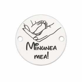 Bănuț de argint 925 gravat Minunea mea!, tălpiță în palmă E1571