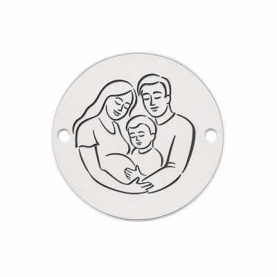 Bănuț de argint 925 Family Expecting Baby, părinți cu copil E1575