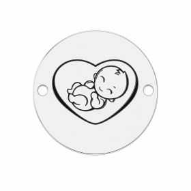 Bănuț de argint 925 New Born Baby, bebeluș în inimă E1577