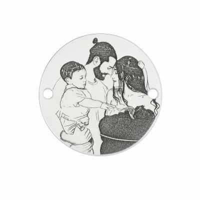 Bănuț de argint 925 fotogravură Familie Tânără E1654