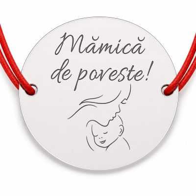 Brățară argint 925 cu bănuț Mămică de poveste, șnur reglabil — cadou B-E1697