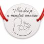Brățară argint 925 cu bănuț familie și bebeluș, șnur reglabil — cadou B-E1748