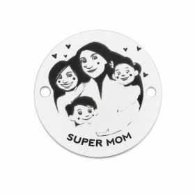 Bănuț de argint 925 gravat Super Mom E1754
