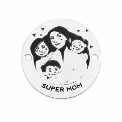 Bănuț de argint 925 gravat Super Mom E1754