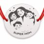 Brățară argint 925 cu bănuț Super Mom, șnur reglabil — cadou B-E1754