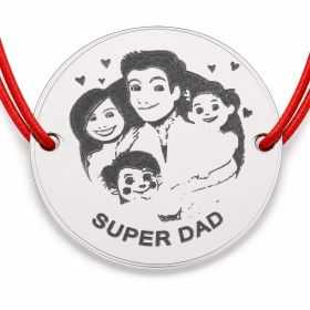Brățară argint 925 cu bănuț Super Dad, șnur reglabil — cadou B-E1756