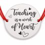 Brățară argint 925 Teaching is a Work of Heart, șnur reglabil — cadou profesor B-G0633-GS